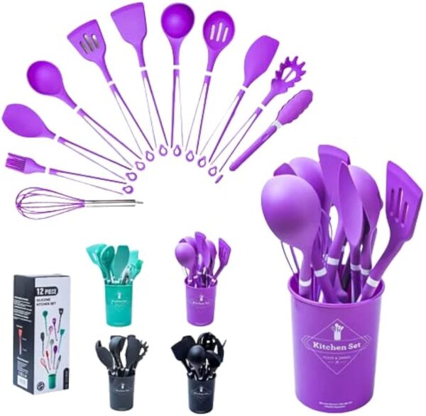 12 Piece Silicone Kitchen Set with Plastic Handle