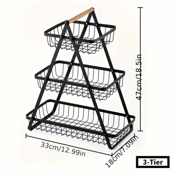 3 Tier Metal Fruit Basket Rack - Image 3