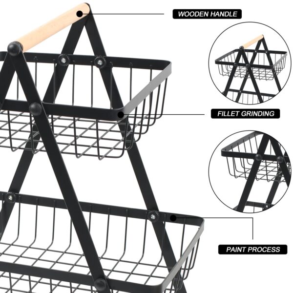 3 Tier Metal Fruit Basket Rack - Image 2